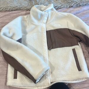 The North Face Girls Fleece - cream/brown - size 10 M